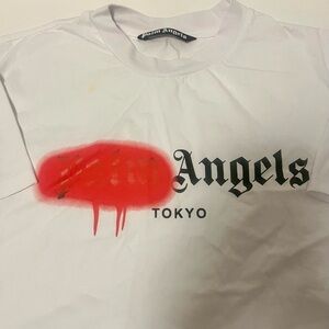 Palm Angels Tokyo Logo T-Shirt White Streetwear Graphic Tee Size Medium